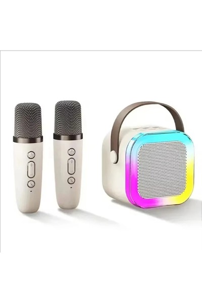 Choice فانوس تخييم محمول أبيض اللون مزود بميكروفونين وسماعة بلوتوث وميكروفون ...