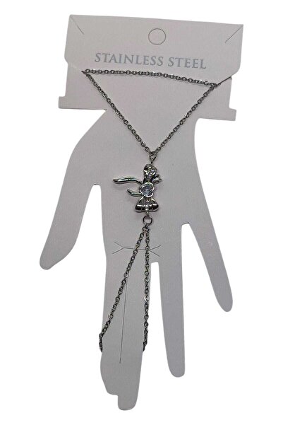 NKIE JEWELS Silver Color White Stone Bow Steel Shahmeran - 3562