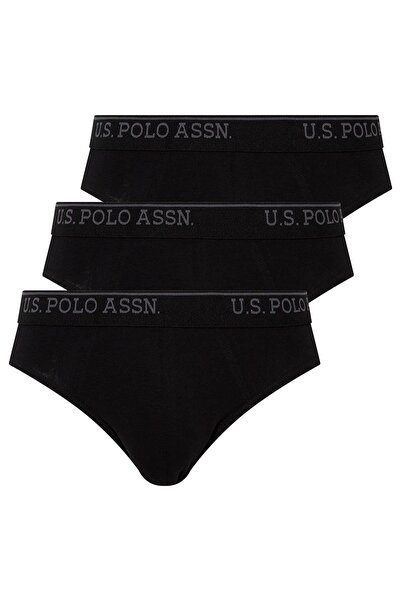 U.S. Polo Assn. Ανδρικό Μαύρο Σλιπ 3 Τεμαχίων Μεγάλο Μέγεθος Μονόχρωμο - Μαύρ...