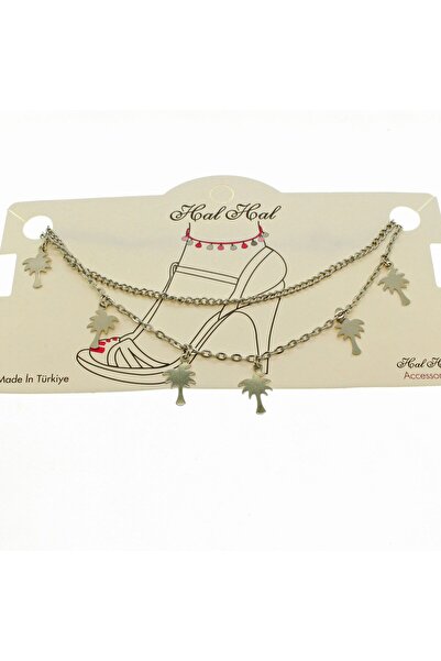 NKIE JEWELS Silver Color Extension And Cut Palm Chain Anklet - 1902