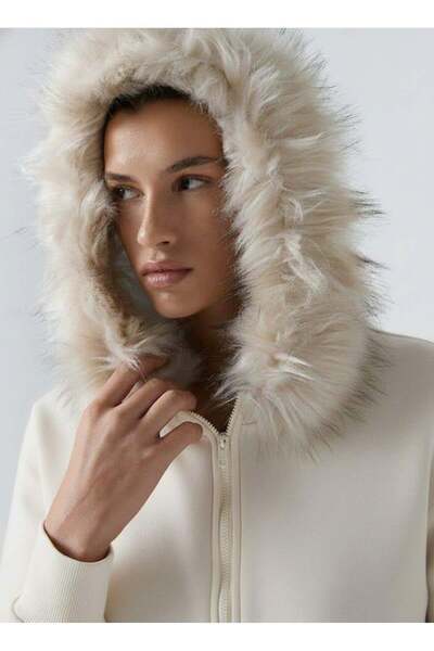 Afri Women's Pink Zippered Hooded Sweatshirt – Furry Hood, Pockets, Comfortab...