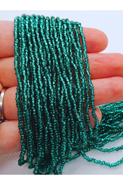 Boncuk Abla Preciosa Orijinal 11/0 Yeşil Kum Boncuk ipe Dizili Oya Boncuğu 1 ...