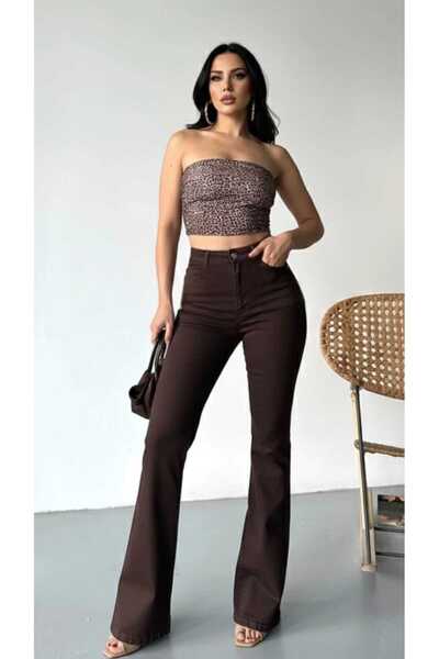 NWC Alex Women's Stretch Fabric Brown Spanish Jeans Trousers (Thick Fabric Do...