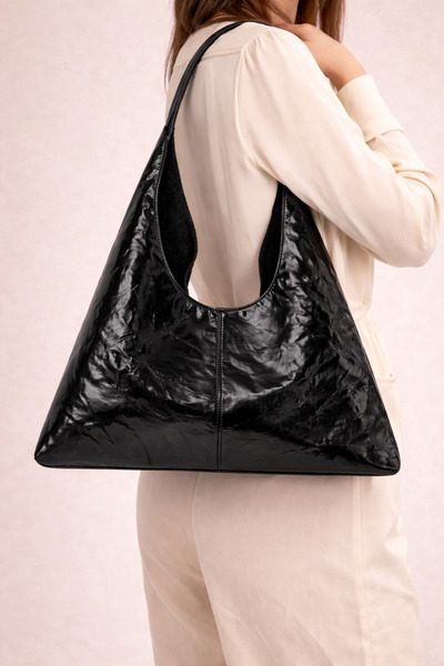 HBS Gloss Hobo Patent Leather Shoulder Bag