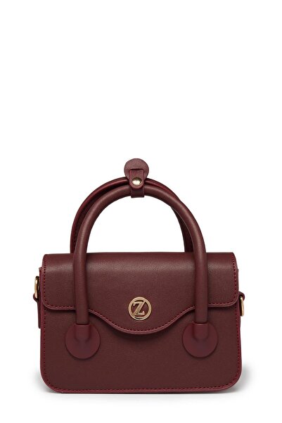 Zühre Magnet Closure Burgundy Mini Hand and Shoulder Bag Z0052