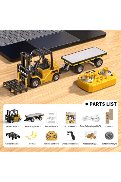 Choice شاحنة صفراء بمقياس 1/64، رافعة شوكية تعمل بالتحكم عن بعد، مصنوعة من سب...