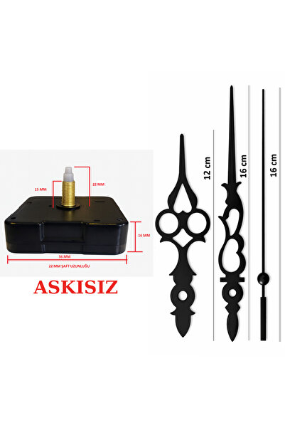 EXİZ TİCARET Askısız 22 mm Şaft Akar Sessiz Duvar Saati Mekanizması -Metal ak...