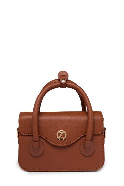 Zühre Magnet Closure Tan Mini Hand and Shoulder Bag Z0052