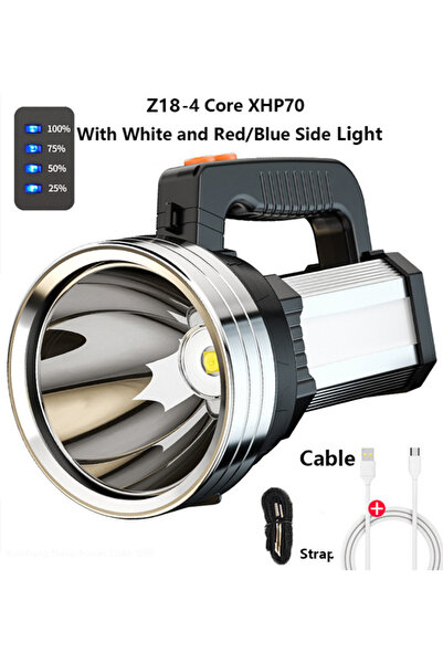 Choice مصباح يدوي LED قوي للغاية Z18 بقوة 100 واط، مدى إضاءة 1500 متر، سطوع 5...