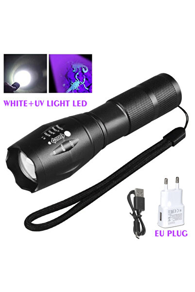 XIWANGFIRE with EU plug 2 IN 1 UV Flashlight Purple White Dual Light 395nm Ul...