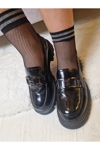 Divin store Women's black mesh socks with glitter band