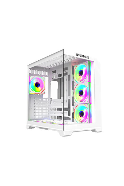 Strong Dragon 7x 120 mm Fanlı ARGB Kumandalı 600W 80+ ATX Akvaryum Beyaz Gami...