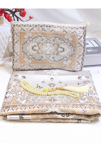 Choice 70CMx110CM coffee Muslim Prayer Rug With Prayer Beads and Portable Bag...