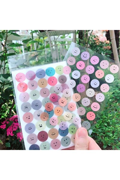 Choice 6pcs 6 Sheets, Cute Expression Cartoon Doodle Cup Round Sticker, Multi...