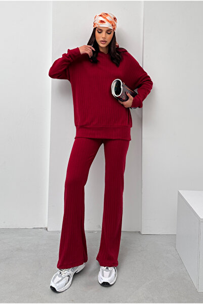 eyyebelle Women's Hooded Sweat Interlock Double Set