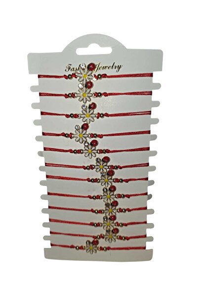 OEM Set of 12 martisoras, Bracelet type, Daisy with ladybug, Adjustable size,...