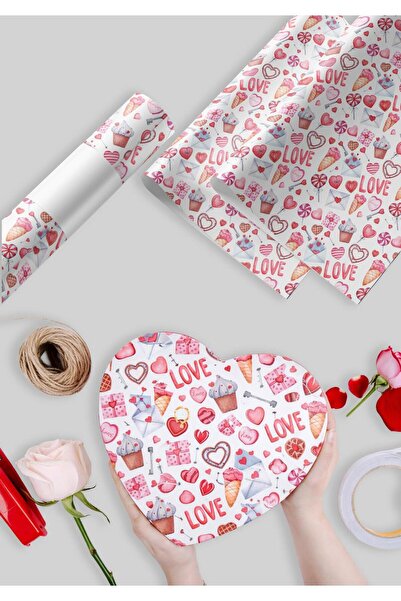Miona Sevgililer Gününe Özel Hediye Paketleme Ambalaj Kağıdı 35x50 cm(1 ADET)