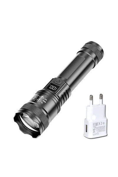 Choice مصباح يدوي فائق السطوع S384 مزود بقابس أوروبي، بقوة 1600000 لومن، قابل...