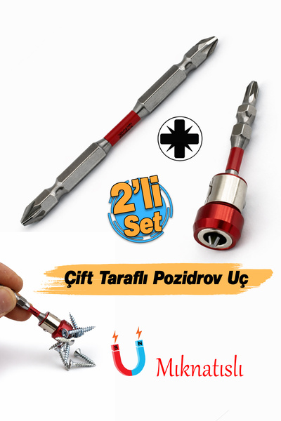 Badem10 N35 Mıknatıslı Pozidrov Çift Taraflı Yıldız Bits Uç Manyetik Halkalı ...