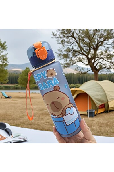 Choice Blue 750ml Cute Cartoon Capybara Water Bottle Leakproof Plastic Straw ...