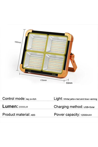 Choice فانوس شمسي محمول بقوة 20000 لومن، مصباح خيمة LED قابل لإعادة الشحن، مص...