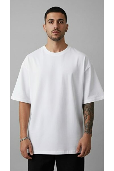 JENOLAN Basic simplu supradimensionat 100% bumbac 20/1 Comp. Tricou din bumba...