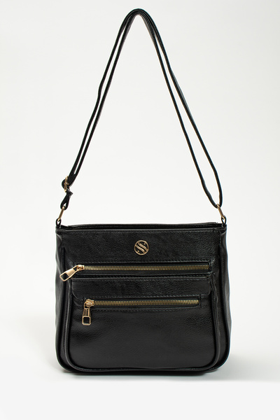 Sanmorris Women's Adjustable Crossbody Strap Four-Pocket Black Matte Shoulder...