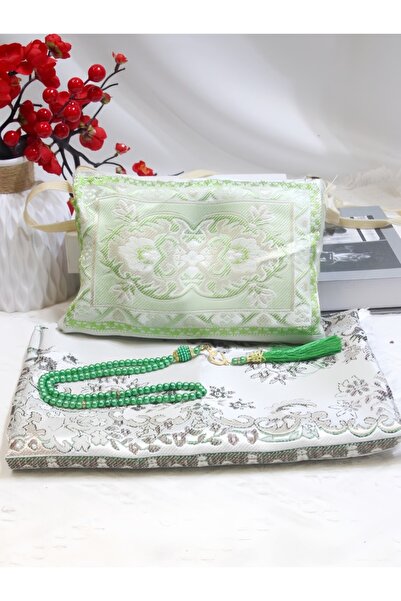 Choice 70CMx110CM green Muslim Prayer Rug With Prayer Beads and Portable Bag ...