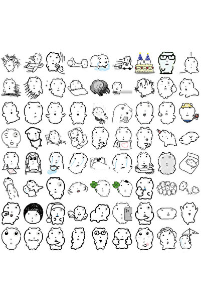 Choice ملصقات قطة بعيون منتفخة (72 ورقة) - رسم تخطيطي أسود - حيوان لطيف - كوب...