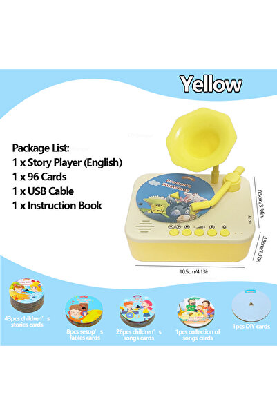 Choice 1PCS - Yellow Kids Story Player Gramophone Music Toy with 93 Cards for...