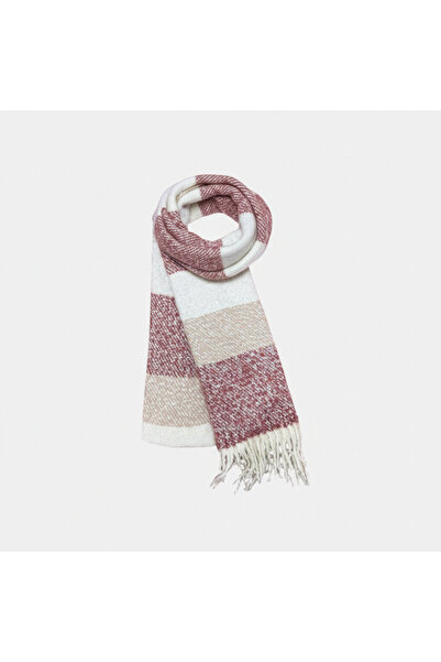 dericom Ekose Desenli Krem Bordo Bej Kadın Atkı – Püsküllü Yumuşak Dokulu Kış...