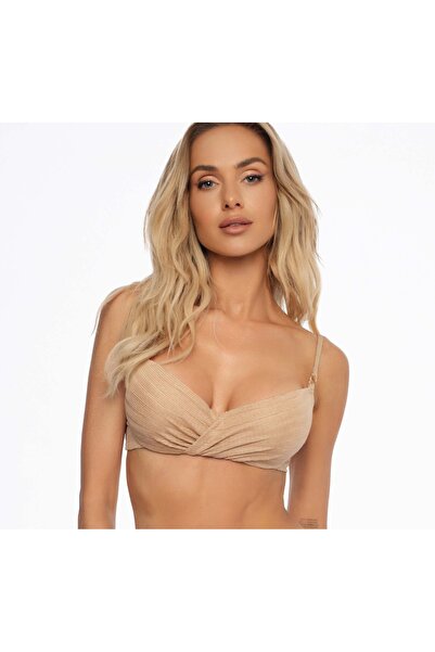 ESOTIQ Sutien bikini push-up, top de plajă texturat cu bretele reglabile, acc...