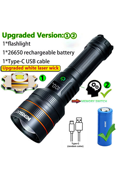 Choice ZOOM black Upgraded Version Most Powerful Long Shot LED Flashlight Zoo...