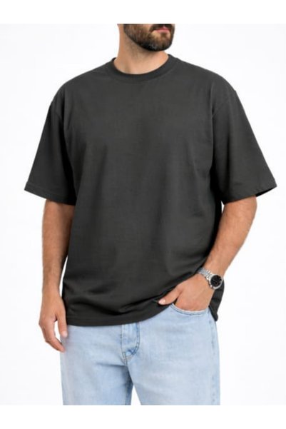 DEEPSENCE Men's Oversize Loose Cut T-shirt Plain Black White Colored Crew Neck Cotton Summer Plain Basic