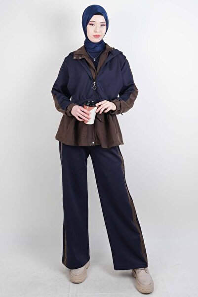 03KIZKULESITEKS طقم تيسيتير بغطاء مزدوج بغطاء رأس طقم مكون من قطعتين باللون ا...