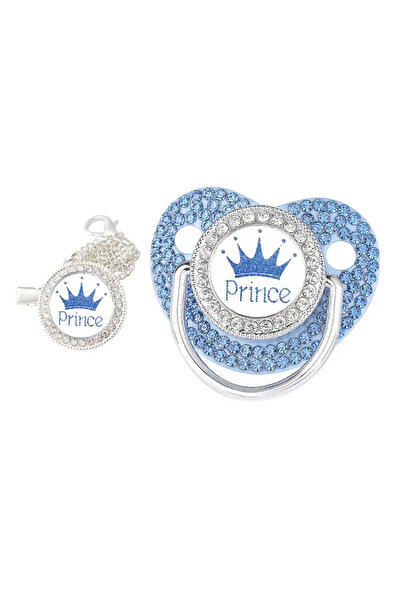 Choice3 Blue Silver Luxury Rhinestones Baby Pacifier Chain Clips with Lid Pri...