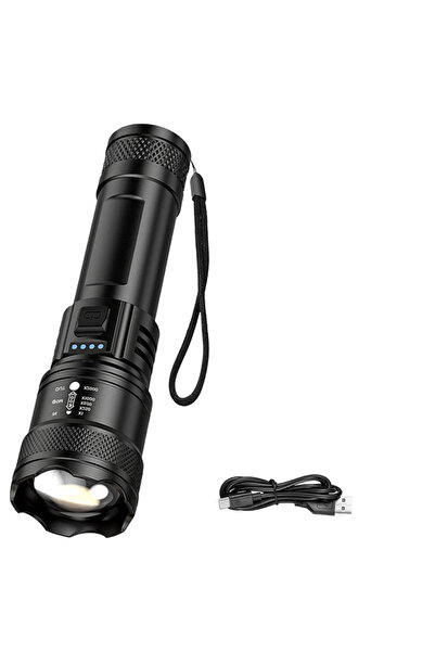 Choice مصباح يدوي فائق السطوع قابل لإعادة الشحن عبر منفذ USB، مزود بإضاءة LED...