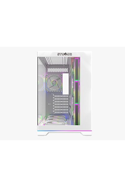 Strong Balerion 7x 120 mm Fanlı ARGB Kumandalı Ledli ATX Akvaryum Beyaz Bilgisayar Kasası Powersız