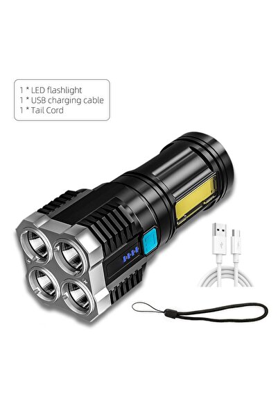 Choice Blue USB Charging High Power LED Flashlights Camping Torch With 4 Lamp...