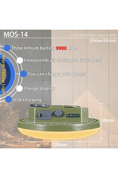 Choice MOS-14-Green-Y MOSLIGHTING 9900maH LED Outdoor Camping Light Rechargea...