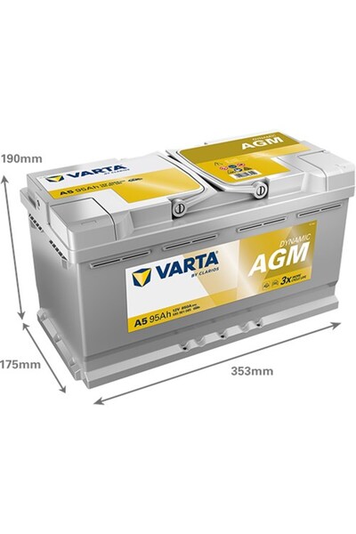 Varta A5 12V 95Ah 850A Dynamic Start Stop Agm Akü (Üretim Tarihi:2025)