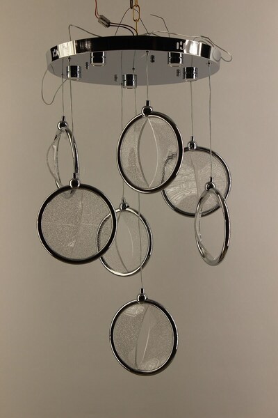 GN GEN AYDINLATMA Lüks Gümüş Krom Galaksi Halkalı Akrilik 7'li Çemberli Seris...