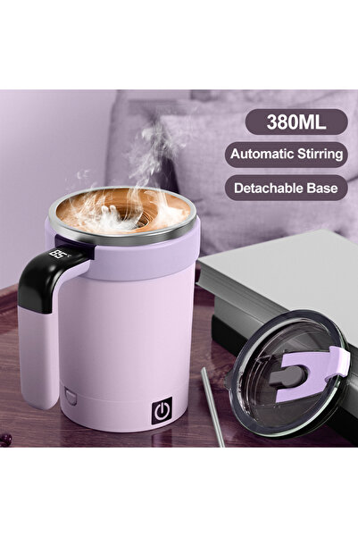 Choice 380ML Purple 380ML Automatic Magnetic Stirring Mug with Straw & Lid St...