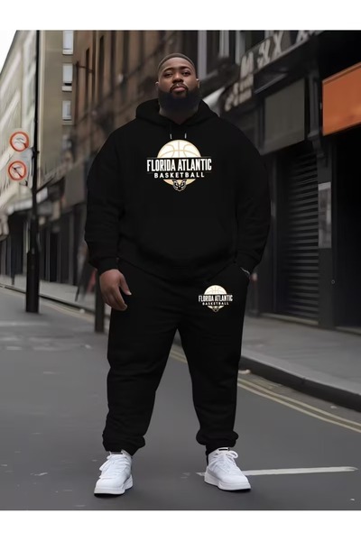 Flaubert Falubert-Men's Printed Jjh Large Size Sweatahirt - Sweatpants 2-Piec...