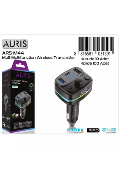 Auris ARS-M44 Bluetooth/USB FM 2usb+Pd Rgb Fm Transmitter