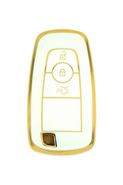 AutoHan Keys غطاء مفتاح فورد كوجا إيكوسبورت رينجر ذهبي أبيض
