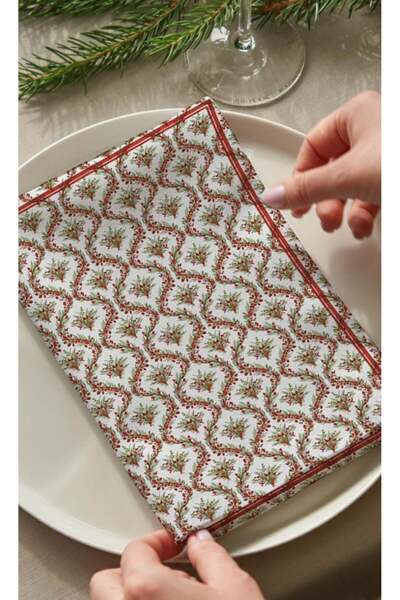 Markaev Χριστουγεννιάτικες γιρλάντες Βαμβακερό Σετ Χαρτοπετσέτες 4 τεμαχίων