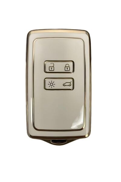 AutoHan Keys غطاء مفتاح رينو كليو 5 وميجان 4 ذهبي أبيض بأربعة أزرار
