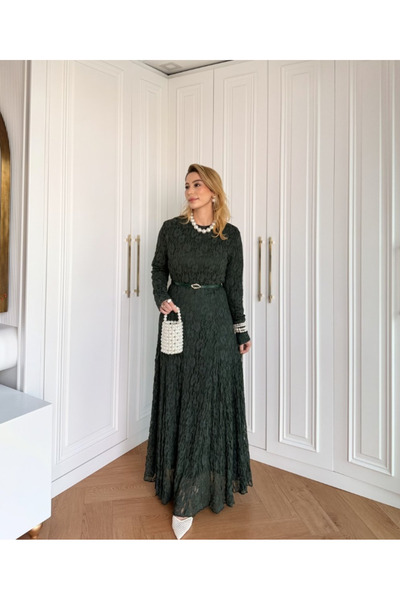 GK Lace Fabric Belted Dress