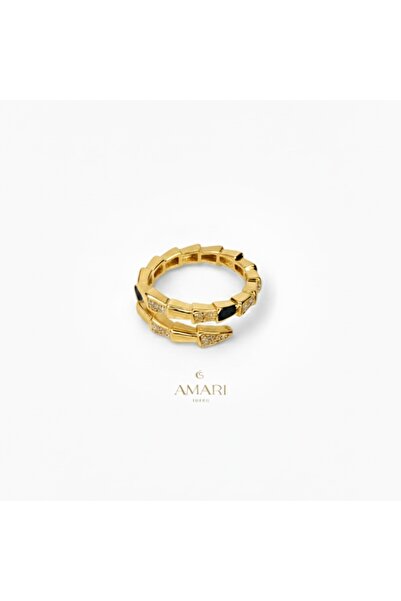 Amari Taşlı İnce Gold Yılan Yüzük
